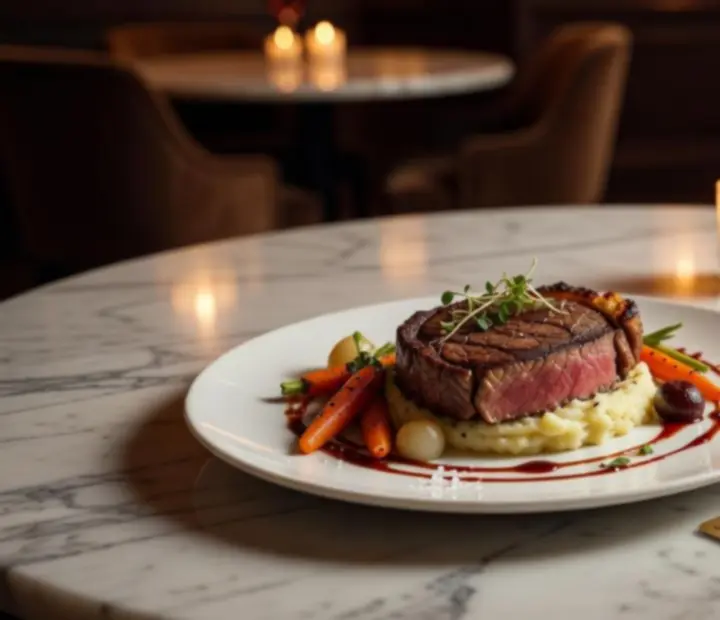 Gourmet vacsora és prémium steak egy elegáns poker este mellett