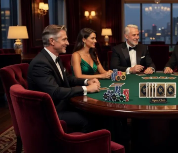 Exkluzív poker est elegáns asztalokkal és szimbolikus zsetonokkal Budapesten