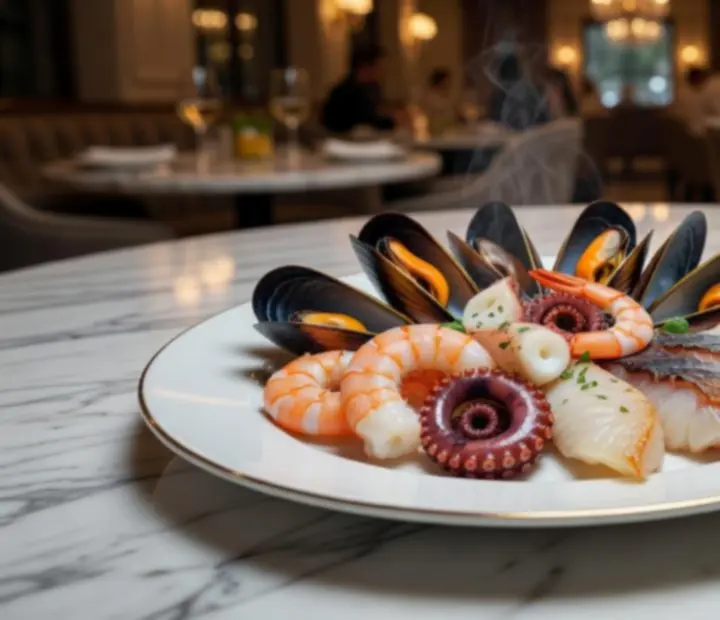 Tenger gyümölcsei és gourmet halételek elegáns fine dining tálalásban